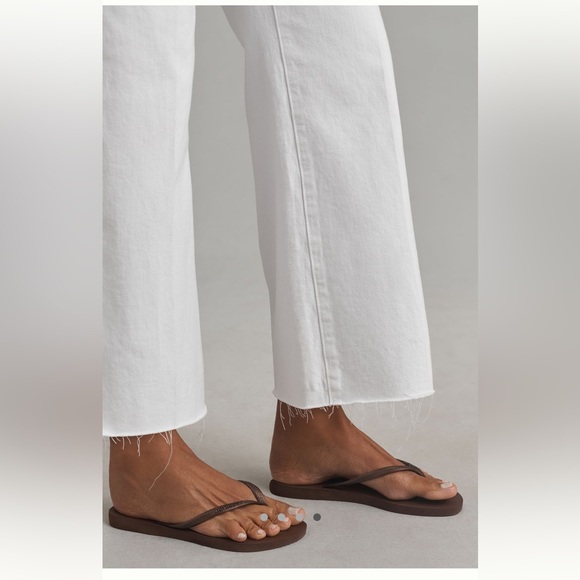 NWT Paige Anessa Wide Leg Cropped Raw Hem Jeam in Crisp White Size 27 - Picture 4 of 8